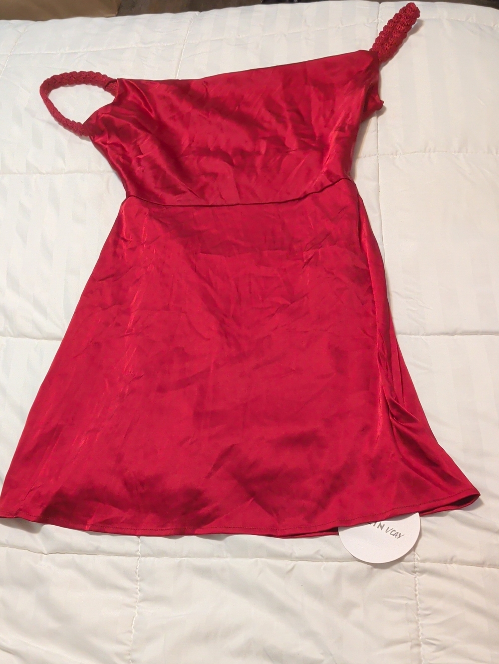 SHEIN Red Satin Slip Dress with Braided Straps